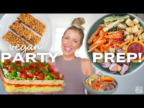 🥳 Vegan High Protein Party Snacks! (7-Layer Dip, Clif Bars, & Tofu Nuggets)