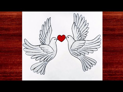 How To Draw Love Birds Step By Step | Easy Birds Drawing For Beginners