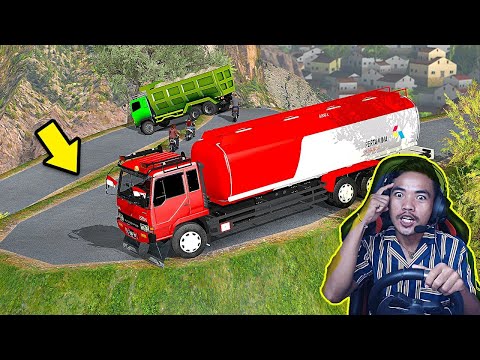 RUMIT!! TRUK TANGKI PERTAMINA DIJALUR INI REM BLONG!! - ETS2