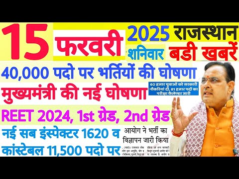 आज 15 फरवरी 2025 | Rajasthan Shaikshik Samachar | Bhajanlal Sharma | RPSC REET RSSB