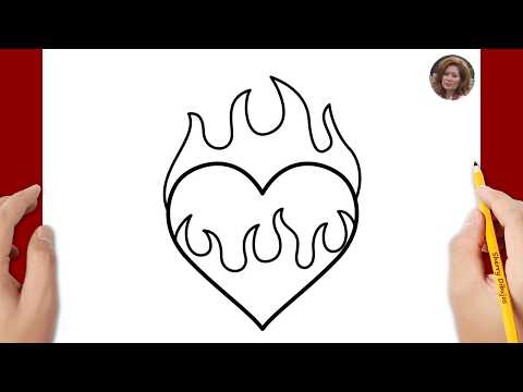 Como dibujar un corazón en llamas | Dibujo del día de San Valentín | Dibujos Felices