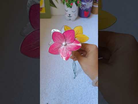 Plastic wrap വെച്ച് flowers ഉണ്ടാക്കാം | @Vcan_Craft