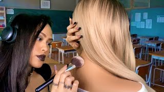 ASMR Goth Girl Plays With Your Hair + Back Scratch & Tracing (Rainy Day ☔️) RP, Scalp Oil, light gum