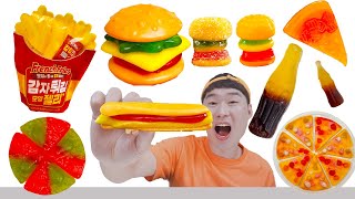 특이한 젤리캔디 먹방모음 Unique jelly candy mukbang collection Mukbang 콜라 햄버거 리얼음식 Jelly Food째미 Eating show