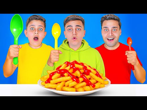 تحدي الأكل بملعقة ( صغيرة متوسطة كبيرة ) اخترعنا شاورما🥙