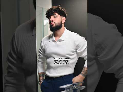 Grwm casual outfit with blue pants + skincare routine #grwm #beard #menstyle #mensgrooming