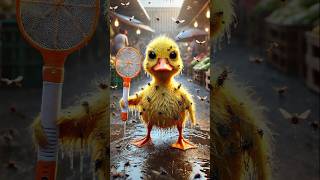 The duckling fights a fly to protect his kittens. 🐥 #DuckRescue #CuteAnimals #AnimalRescue
