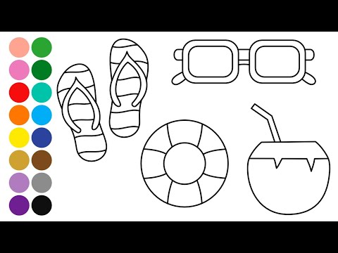 BEACH Drawing, Painting, Coloring for Kids and Toddlers | Learn How to Draw