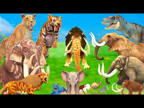 Giant Tiger Lion Elephant Cow Gorilla vs Zombie Dinosaur Attack Baby Elephant Saved By Mammoth