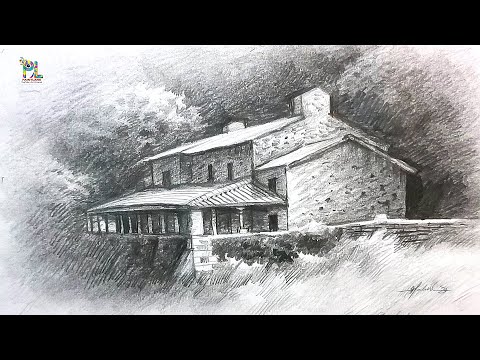 Learn Detail Pencil Sketch and Shading with Old House Pencil Art