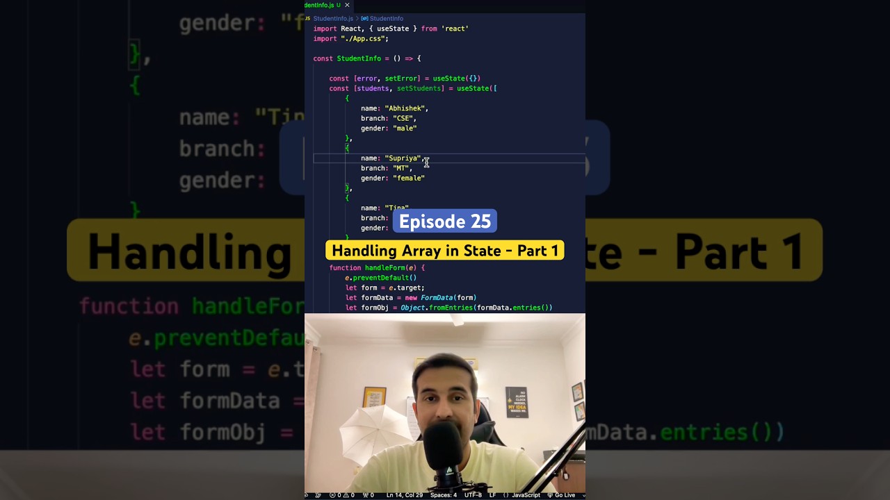 Handling Array in ReactJS state 🤩 #reactjs #reactjstutorial