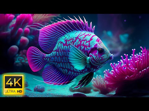 Aquarium 4K VIDEO (ULTRA HD) - Sea Animals With Relaxing Music - Rare &amp; Colorful Sea Life Video