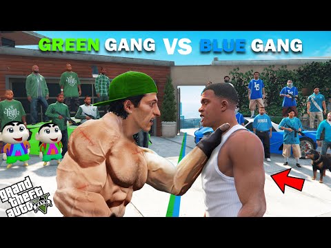 Franklin Blue Gang VS Shinchan Green Gang Ultimate Face Off In GTA 5!