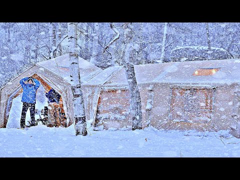 폭설 장박🌨️ 집보다 좋은 방3개 에어텐트에서 아늑한 하룻밤🔥 / 설중캠핑 ASMR