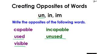 Creating Opposities of Words by Adding 