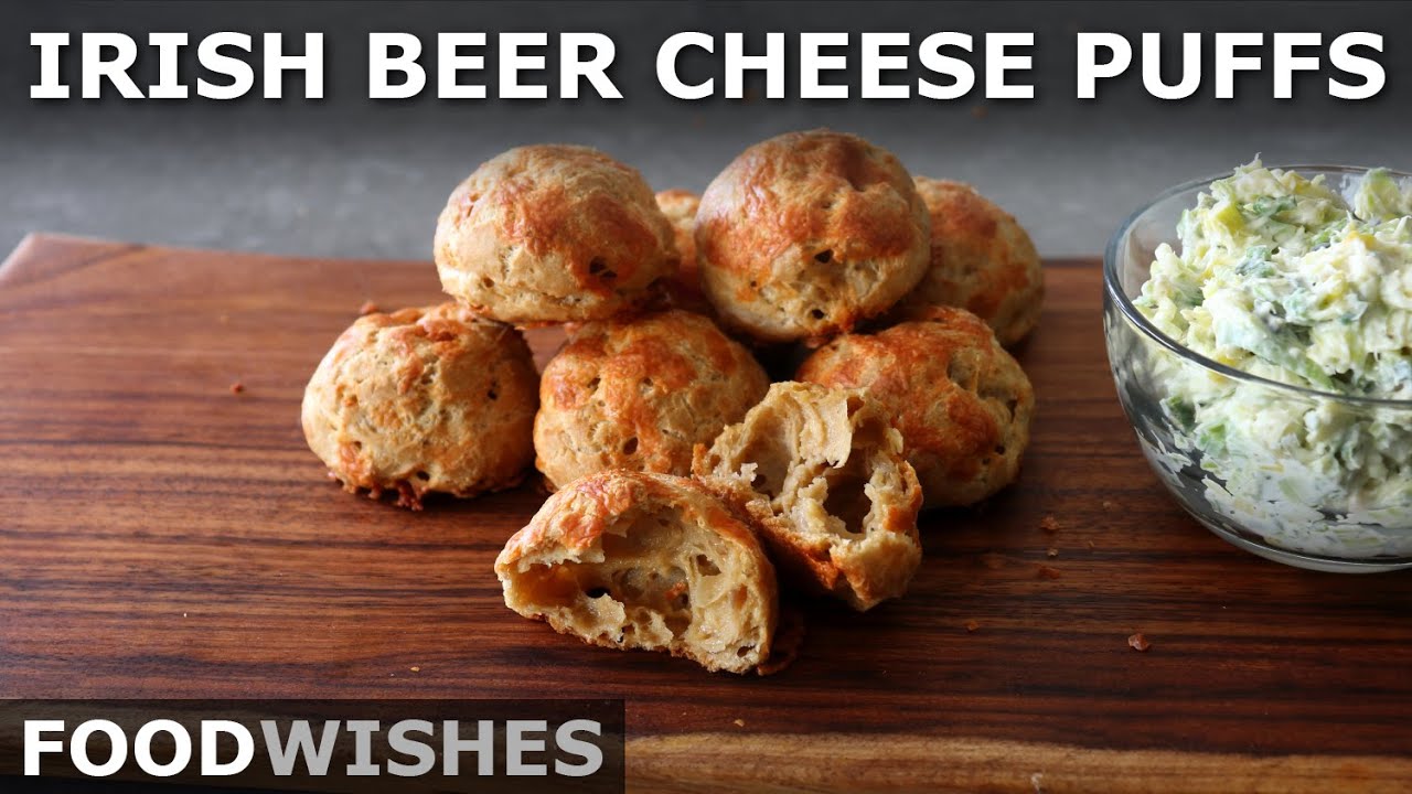 Irish Beer Cheese Puffs with Spring Onion Mascarpone