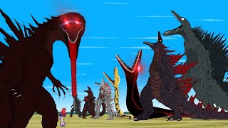 Evolution of "BLOODBATH GODZILLA" Tyranny grows: Monster Size Comparison???| Godzilla Cartoon