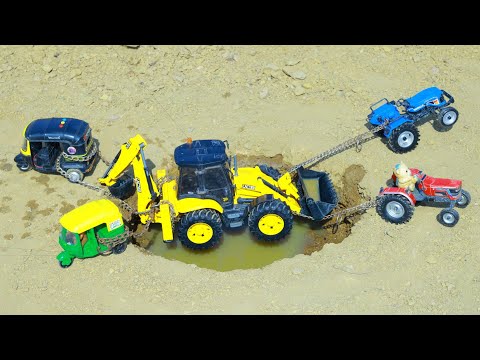 JCB 5CX TATA Truck Accident Pulling Out JCB 3DX XPERT Auto Rickshaw Mahindra Swaraj Tractor ? CS Toy