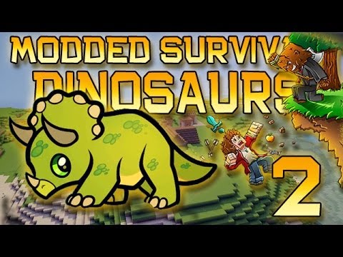 Minecraft: Modded Dinosaur Survival Let's Play w/Mitch! Ep. 2 - BATTLE-TOWER SIEGE!