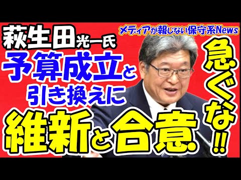 【萩生田光一氏】予算成立と引き換えに維新と合意を急ぐな！！「高校教育無償化」で公立高校が廃校の危機！！１０３万円の壁は国民民主党が拒否！？玉木代表が懸念する理由！！【メディアが報じない保守系News】