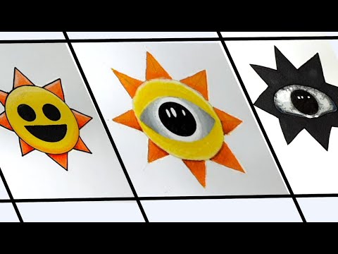 3 SPRUNKI DRAWINGS with Mr sun phase 1, phase 2 and phase 3