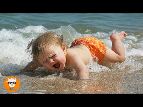 CRYING BABY Shocked Playing Beach Fail - Funny Baby Videos | Just Funniest