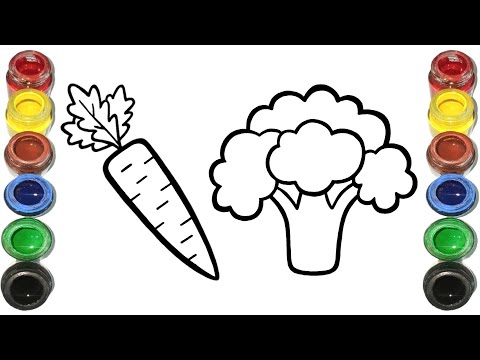Carrots And 5 More Vegetables Drawing for kids, Painting & Coloring for toddlers | How to draw