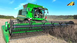 Bohnenernte Mähdrescher John Deere & Traktor Fendt Lohnunternehmen Landwirtschaft mit Sonderkulturen