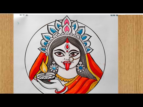 maa kali drawing easy pencil sketch,mata kali drawing,how to draw happy diwali,kali thakur drawing,