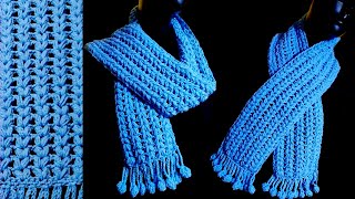 كروشيه كوفيه اسكارف - شال مستطيل سهل وبسيط للمبتدئين | crochet easy scarf