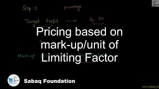 Pricing based on mark-up/unit of Limiting Factor