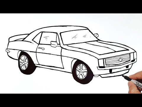 Chevrolet Camaro 1969 - How To Draw a Classic Chevy Car Step-by-Step - Old Chevy Drawing