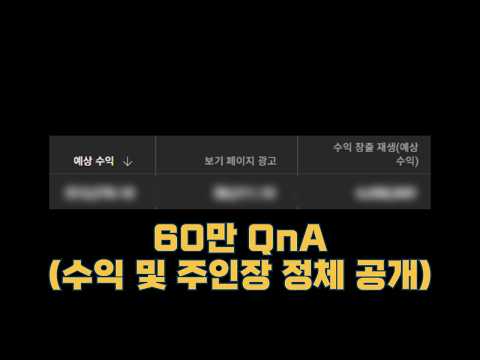 60만 QnA (요약있음) | 유튜브 수익 공개 | 주인장 정체 공개