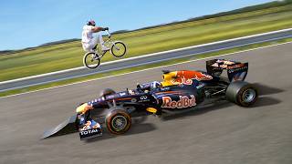 Jumping Over A Moving F1 Car (world first)
