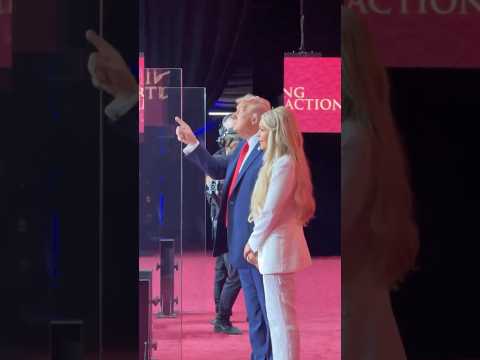 President Trump and Erika Kirk on stage at Charlie Kirk's memorial ❤️ #trump #charliekirk #usa #fyp