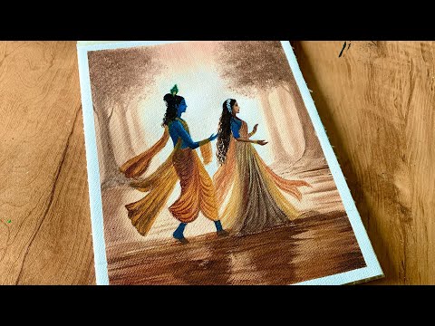 Krishna Janmashtami Drawing/ Krishna Acrylic Painting for beginners|How to draw Radha Krishna|