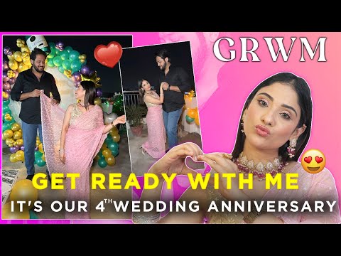 GRWM ♾️❣️ 4th wedding anniversary || pheni 6 saal purani saree 🩷🩷