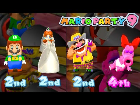 Mario Party 9 Garden Battle - Luigi vs Peach vs Wario vs Birdo (Master Difficulty)#mariogame