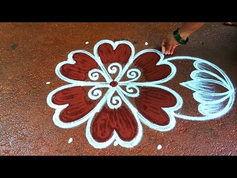 Aadi masam special kolam🌹/5*3 aadivelli flowers kolam🌹/aadiperuku kolam🌹/super rangoli