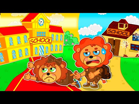 Lion Family | Rich Kid vs Poor Kids Educational Challenge | Cartoon for Kids