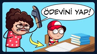 Tatilde Evdeyken Öğrenciler (Okul Temalı Animasyonlar)