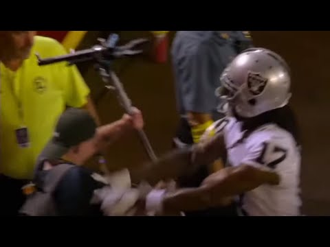 Davante Adams THROWS HELMET & pushes cameraman over after the game