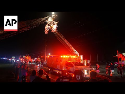 YouTube video thumbnail: Pennsylvania Shooting: Procession Held to Honor 3 Police Officers Killed