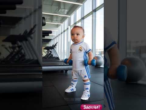 Ronaldo & Salah and his Baby in the GYM 💪 #ronaldo #salah #funny #fyp #shorts