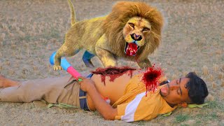 Lion Attack  On Village Boy ln Forest Road l Guh Fime