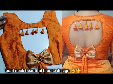 Boat neck blouse design cutting and stitching || blouse neck design new model