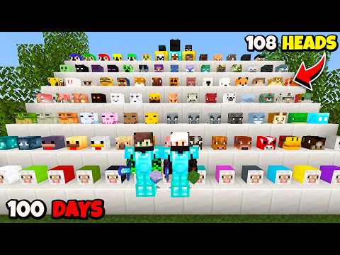 We Collected ALL Mob Heads In 100 Days In Minecraft Hardcore !