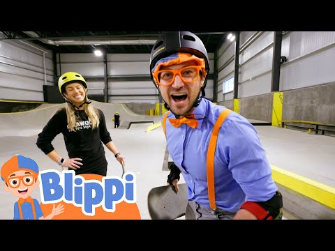 Blippi & Meekah Learn to Skateboard at the Skate Park! | Kids Videos | Party Playtime!