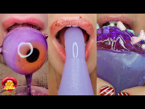 Satisfying ASMR Mouth Sounds PURPLE💜 Food Mukbang 먹방