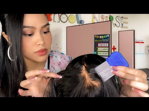 ASMR School Nurse Lice Scalp Check, Scratching, Plucking + Ear Cleaning (😴TINGLY) RP light gum